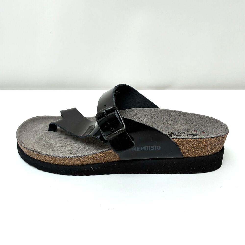 NIB Mephisto Women's Helen Black Patent Leather Slip On Sandal - EU37; US 7M - Picture 4 of 15